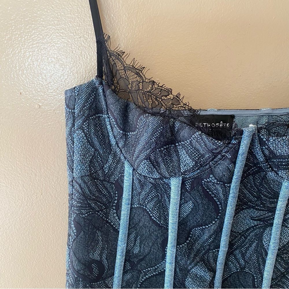 New Retrofete Trice Dress denim lace mini bustier party S $598 - Picture 12 of 14